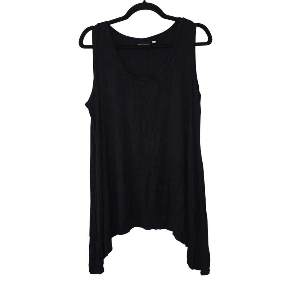 LOGO Layers Tank Top Womens XL Black Tunic Scoop Neck Asymmetrical Hem Flowy